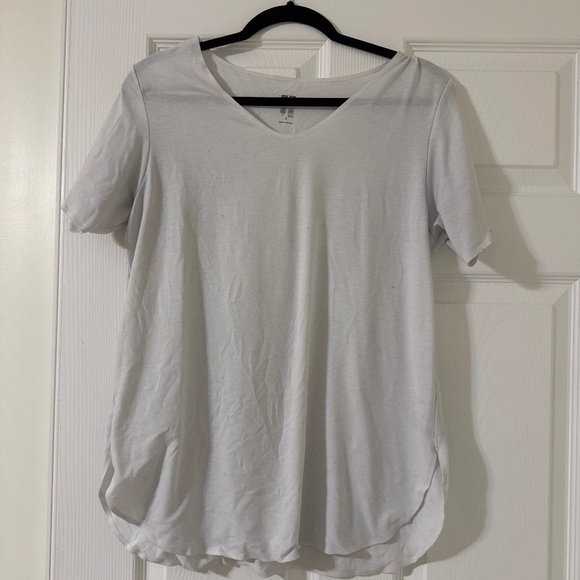 White Relaxed Fit T-Shirt - Soft V-Neck Tee - Picture 1 of 1